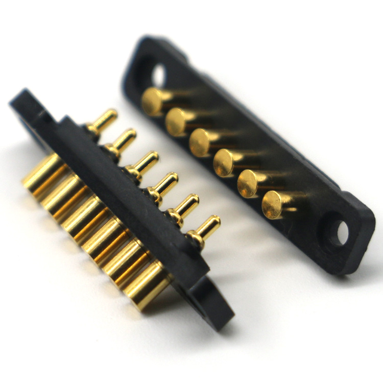 工廠單排6pin pogopin探針連接器 手機(jī)數(shù)碼設(shè)備彈簧針充電針定 制